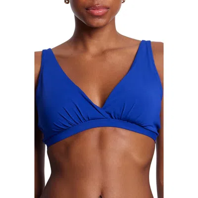 Hanky Panky Wrap Front Bikini Top In Blue