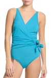 Hanky Panky Wrap Front One-piece Swimsuit In Blue