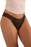 Hanky Panky X Saalt Signature Lace Leakproof Original Rise Thong In Gray