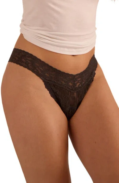 Hanky Panky X Saalt Signature Lace Leakproof Original Rise Thong In Gray