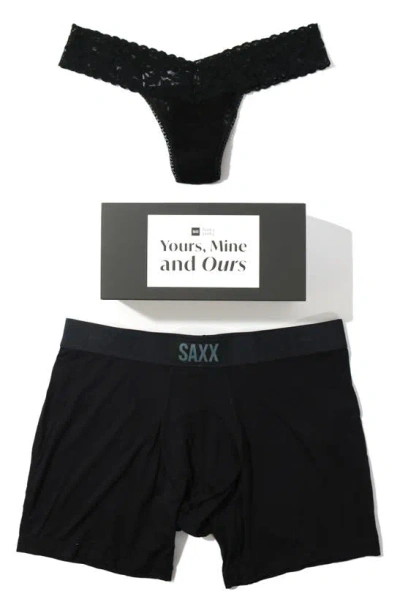Hanky Panky X Saxx Vibe Assorted 2-pack Boxer Brief & Thong In Black