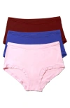 Hanky Panky Yourfit™ Assorted 3-pack Boyshorts In Bliss/blue/mulled Wine