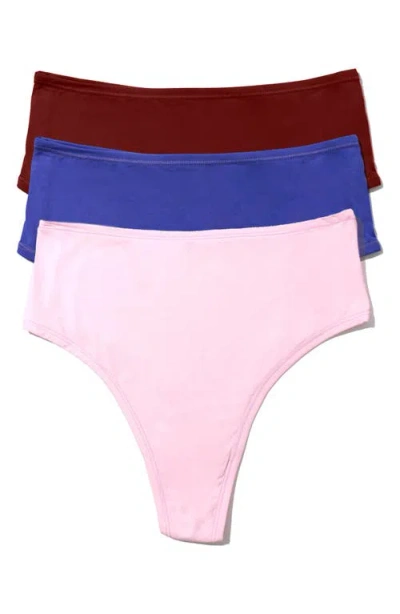 Hanky Panky Yourfit™ Assorted 3-pack High Waist Thongs In Bliss/blue/mulled Wine