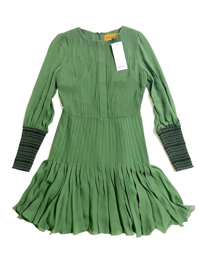 Hanley Mellon Silk Pleated Mini Dress In Green