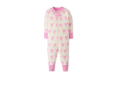 Hanna Andersson Kids' 2-way Zip Sleeper (infant/toddler) Girl's Pajama Sets Pink Hearts On Hearts : 3t Toddler, Cotton