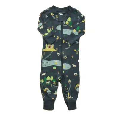 Pre-owned Hanna Andersson Kids' Boys Blue Gray 1-piece Non-footed Pajamas