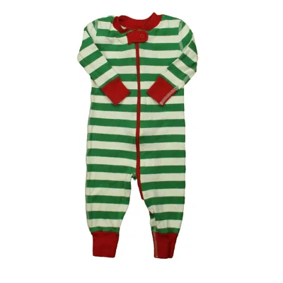 Pre-owned Hanna Andersson Kids' Boys Green Stripe 1-piece Non-footed Pajamas
