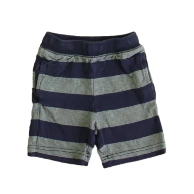 Hanna Andersson Kids' Boys Navy Gray Strip Shorts In Blue