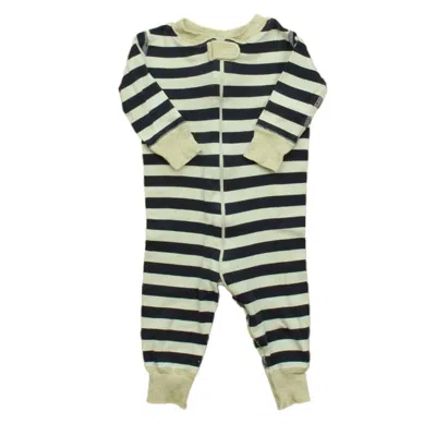 Pre-owned Hanna Andersson Kids' Boys Navy Stripe 1-piece Non-footed Pajamas In Multi