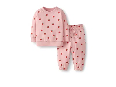 Hanna Andersson French Terry Top Pants Set (infant/toddler/little Kid) Girl's Sets Strawberry : 4 Little Kids, Cotto In Pink