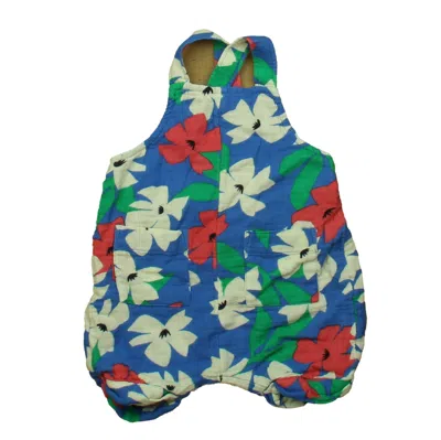 Pre-owned Hanna Andersson Kids' Girls Blue White Pink Floral Romper