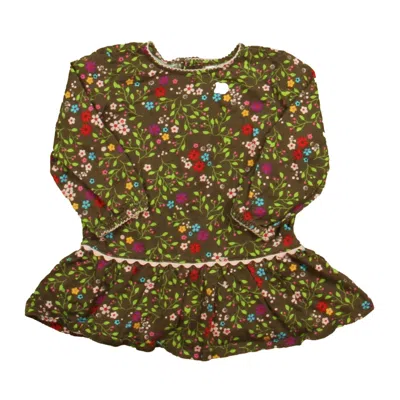 Hanna Andersson Kids' Girls Brown Floral Dress In Green