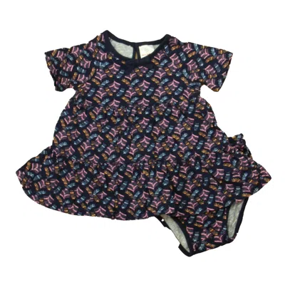 Pre-owned Hanna Andersson Kids' Girls Navy Pink Dress In Multi