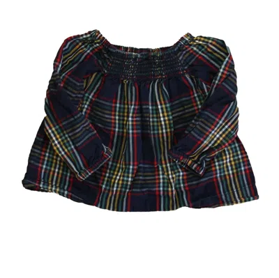 Hanna Andersson Kids' Girls Navy Plaid Blouse In Black