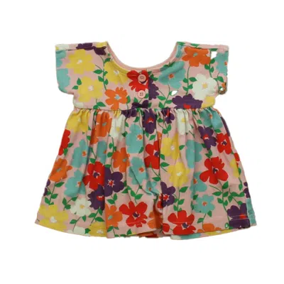 Hanna Andersson Kids' Girls Pink Floral Short Sleeve Shirt In Multi