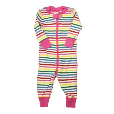 Pre-owned Hanna Andersson Kids' Girls Pink Multi Stripe 1-piece Non-footed Pajamas