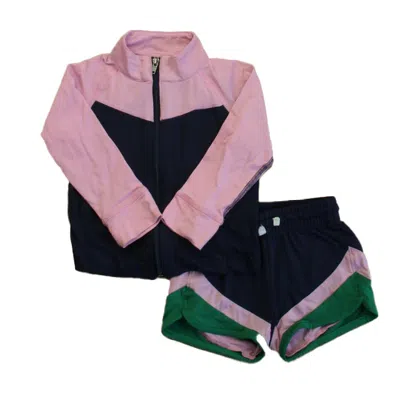 Pre-owned Hanna Andersson Kids' Girls Purple Navy Apparel Sets In Multi