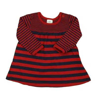 Pre-owned Hanna Andersson Kids' Girls Red Navy Stripe Dress In Blue
