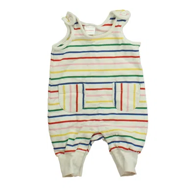 Pre-owned Hanna Andersson Kids' Girls White Multi Stripes Romper