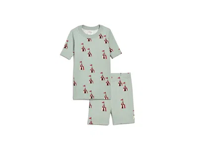 Hanna Andersson Hannajamsa C/ Print Short John Pajamas Set (toddler/little Kid/big Kid) Boy's Pajama Sets Tents On S In Green