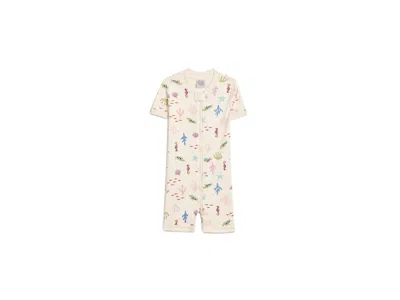Hanna Andersson Hannajamstm Print Shortie Sleeper (infant/toddler) Kid's Pajama Sets Gentle Ocean On Ecru: 12-18 Mon In Neutral