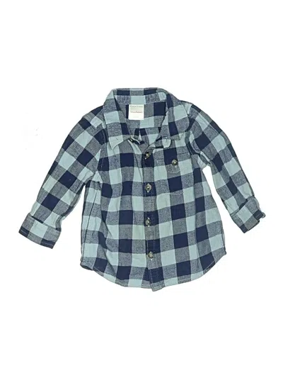 Pre-owned Hanna Andersson Kids' Long Sleeve Button Down Shirt In Blue