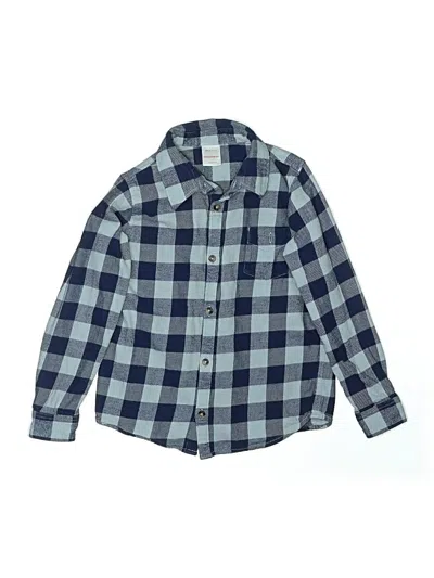 Pre-owned Hanna Andersson Kids' Long Sleeve Button Down Shirt In Blue