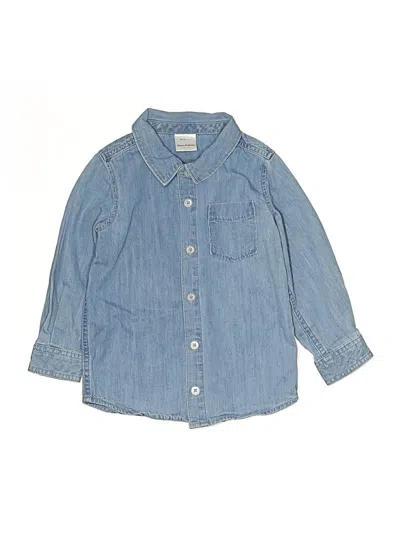 Pre-owned Hanna Andersson Kids' Long Sleeve Button Down Shirt In Blue