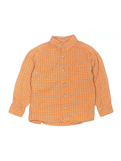 Pre-owned Hanna Andersson Kids' Long Sleeve Button Down Shirt In Orange