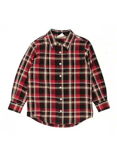 Pre-owned Hanna Andersson Kids' Long Sleeve Button Down Shirt In Red