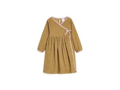 Hanna Andersson Long Sleeve Cord Wrap Dress (toddler/little Kid/big Kid) Girl's Dress Tiny Dots On Tapenade: 4 Years In Brown