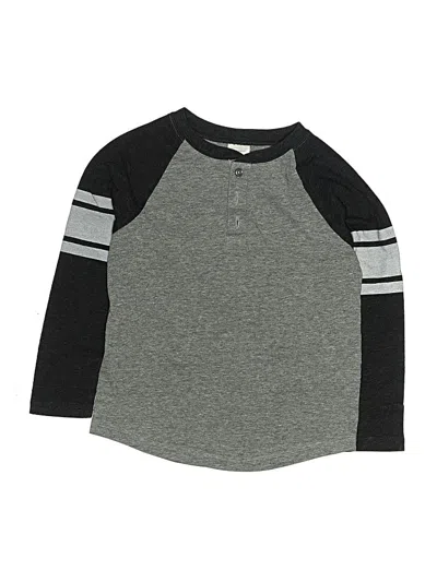 Pre-owned Hanna Andersson Kids' Long Sleeve Henley Shirt In Gray