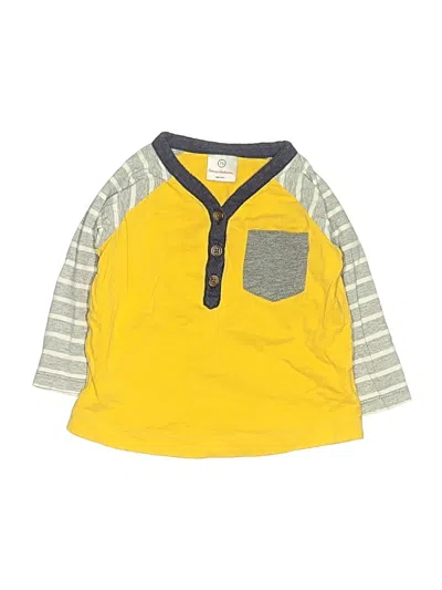 Pre-owned Hanna Andersson Kids' Long Sleeve Henley Shirt In Yellow