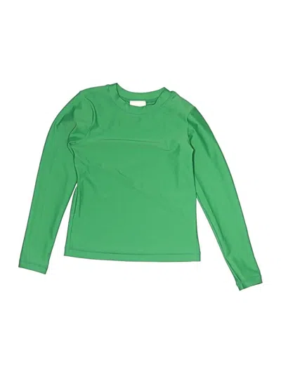 Pre-owned Hanna Andersson Kids' Long Sleeve Top Green Crew Neck Tops