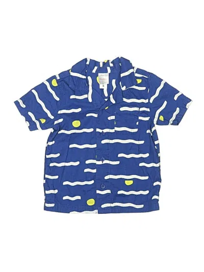 Pre-owned Hanna Andersson Kids' Short Sleeve Button Down Shirt In Blue