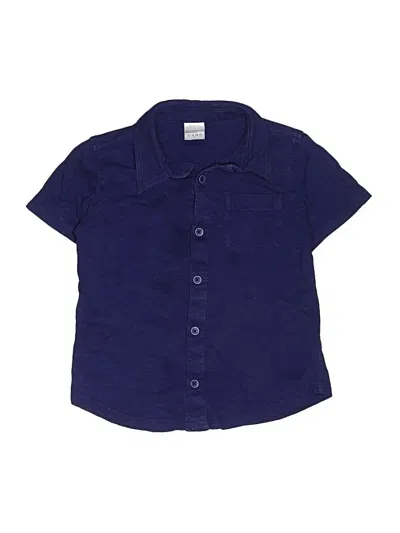 Pre-owned Hanna Andersson Kids' Short Sleeve Button Down Shirt In Blue