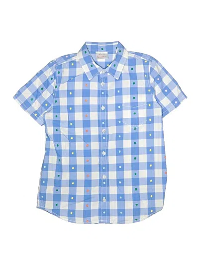 Pre-owned Hanna Andersson Kids' Short Sleeve Button Down Shirt In Blue