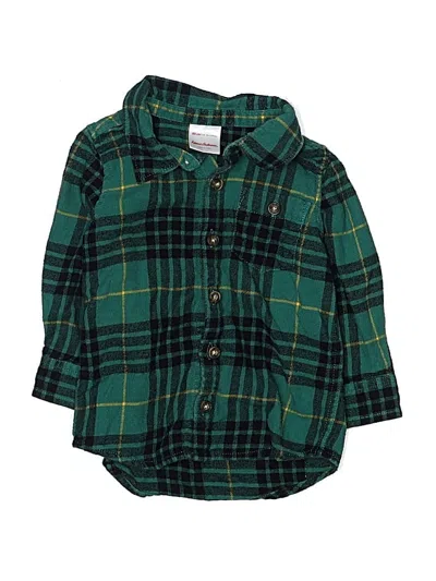 Pre-owned Hanna Andersson Kids' Short Sleeve Button Down Shirt In Green
