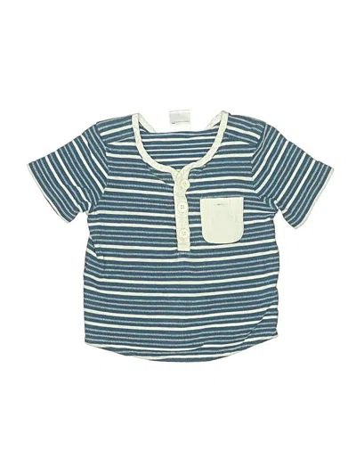 Pre-owned Hanna Andersson Kids' Short Sleeve Henley Shirt In Blue
