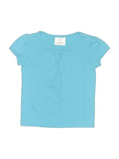 Pre-owned Hanna Andersson Kids' Short Sleeve Top Teal Keyhole Neckline Tops