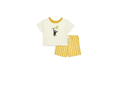 Hanna Andersson Shorts Sleeve Graphic Tee And Shorts Set (infant/toddler) Kid's Jumpsuit & Rompers One Piece Monkeyi In Yellow