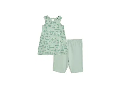 Hanna Andersson Kids' Sleeveless Pocket Dress Shorts Set (infant/toddler) Girl's Dress Beach Days On Seafoam Green: 18-24 