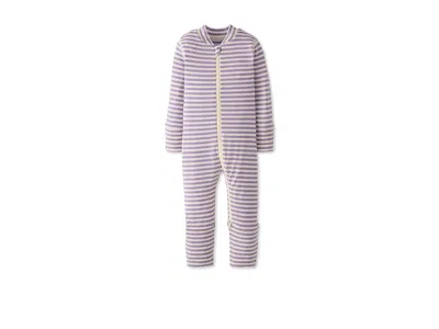 Hanna Andersson Striped 2-way Zip Sleeper In Hannasofttm (infant/toddler) Kid's Pajama Sets Lavendar/ecru : 6 Months In Purple