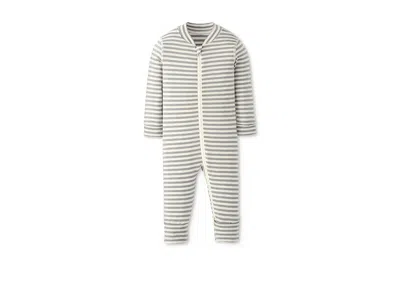 Hanna Andersson Striped 2-way Zip Sleeper In Hannasofttm (infant/toddler) Kid's Pajama Sets Limestone/ecru : 0-3 Mon In Neutral