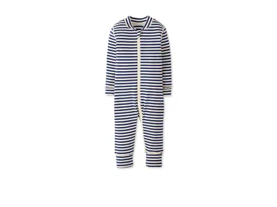 Hanna Andersson Striped 2-way Zip Sleeper In Hannasofttm (infant/toddler) Kid's Pajama Sets Navy/ecru : 6 Months, Ly In Blue