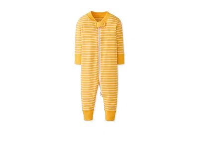 Hanna Andersson Kids' Striped 2-way Zip Sleeper (infant/toddler) Girl's Pajama Sets Sunshine/ecru : 0 Months (newborn), Co In Yellow