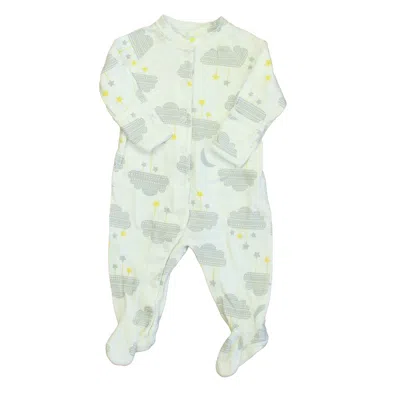 Pre-owned Hanna Andersson Kids' Unisex Ivory Gray Clouds 1-piece Footed Pajamas In Beige