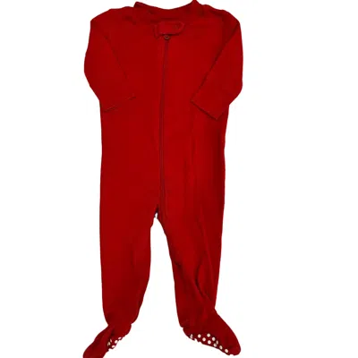 Pre-owned Hanna Andersson Kids' Unisex Red 1-piece Footed Pajamas In Burgundy
