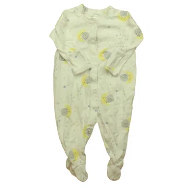 Hanna Andersson Kids' Unisex White Yellow Gray Moon 1-piece Footed Pajamas In Green
