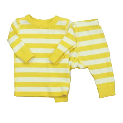 Pre-owned Hanna Andersson Kids' Unisex Yellow White 2-piece Pajamas